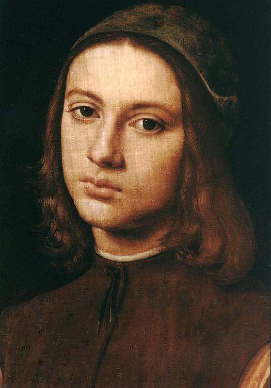 PERUGINO, Pietro Portrait of a Young Man (detail) af Sweden oil painting art